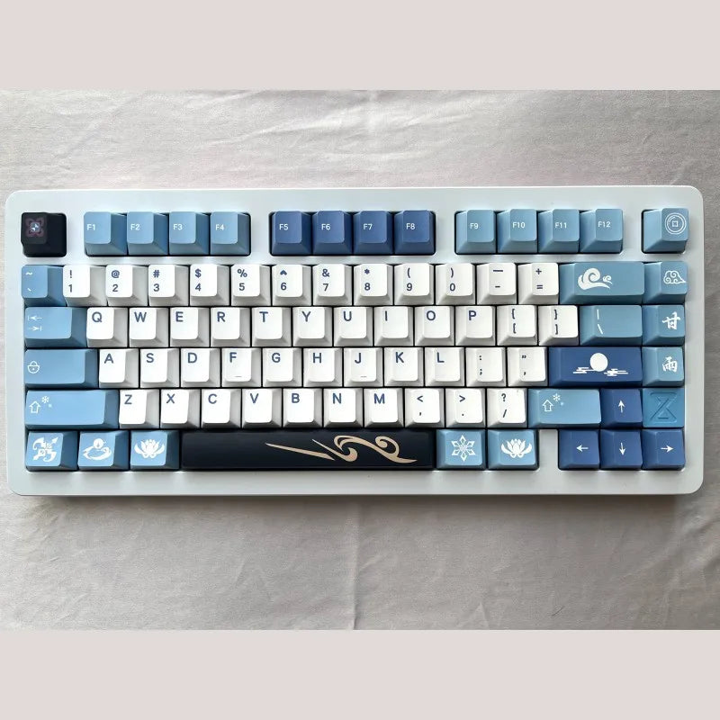142 Phím/Bộ Genshin Impact Ganyu Keycaps PBT Nhuộm Subbed Mũ Phím Anh Đào Hồ Sơ Keycap Cho Keychron Q2 65% 75% Anne GK64 Xi