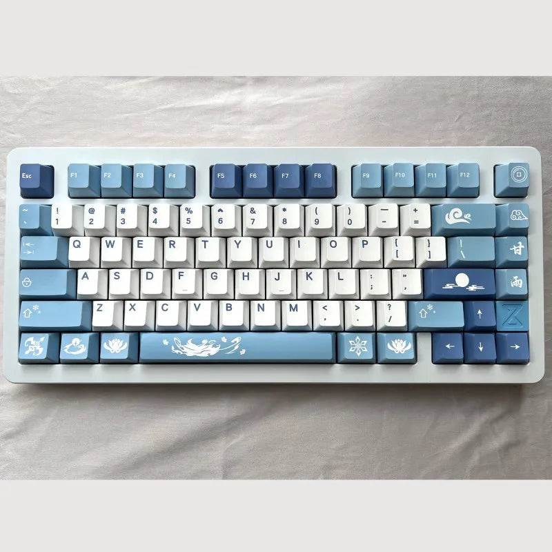 142 Phím/Bộ Genshin Impact Ganyu Keycaps PBT Nhuộm Subbed Mũ Phím Anh Đào Hồ Sơ Keycap Cho Keychron Q2 65% 75% Anne GK64 Xi