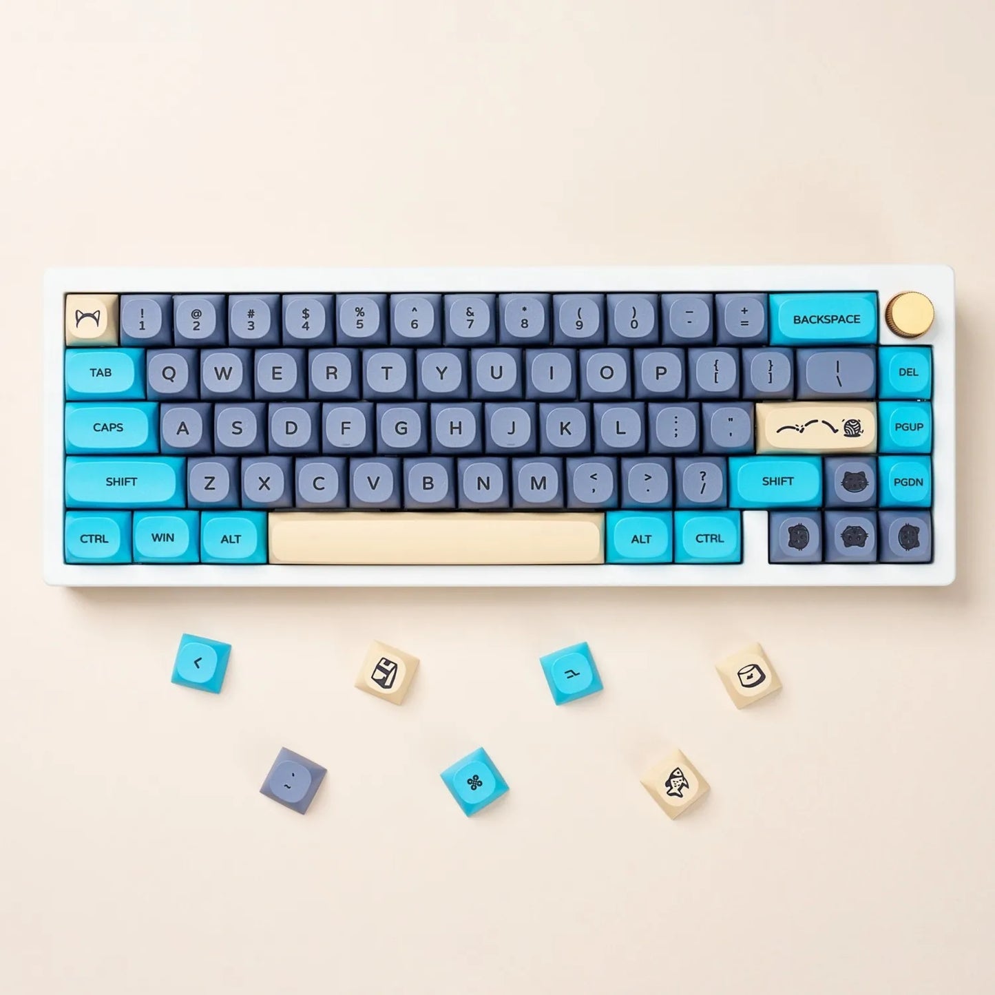 126 Phím MA Hồ Sơ Bàn Phím Keycaps Mèo Xanh PBT Nhiệt Thăng Hoa Bàn Phím Cơ Cherry MX Keycap